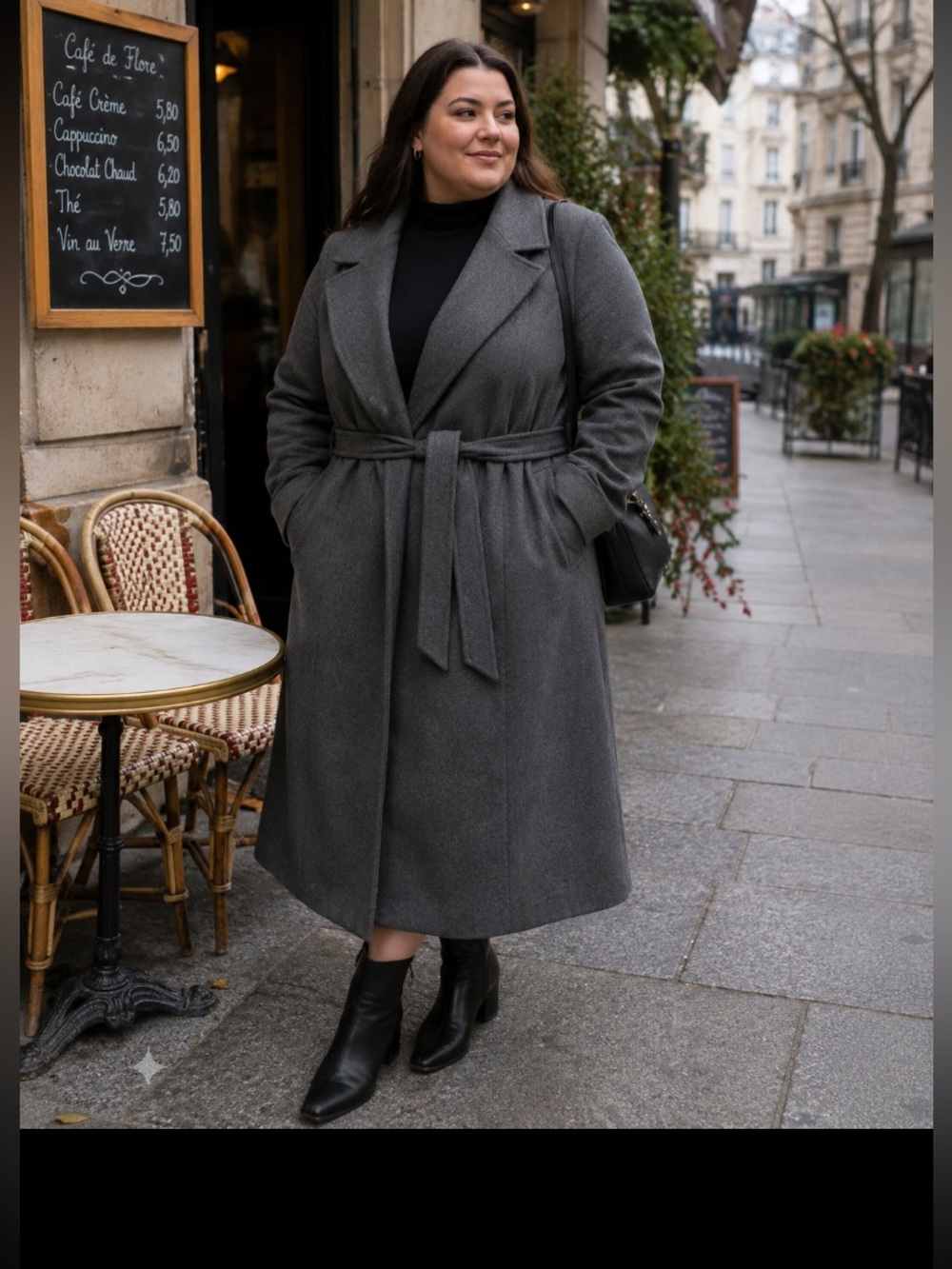 Lauren Ralph Lauren Charcoal Gray Belted Wool-Blend Coat